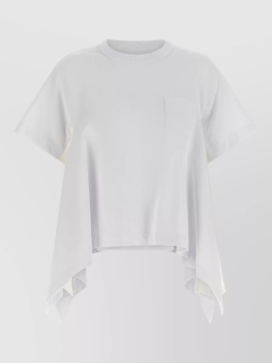 Sacai cotton denim insert asymmetric t-shirt