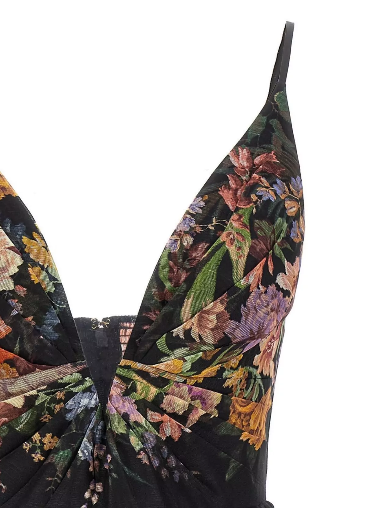 Zimmermann Silk Linen Floral-Print V-Neck Mini Dress