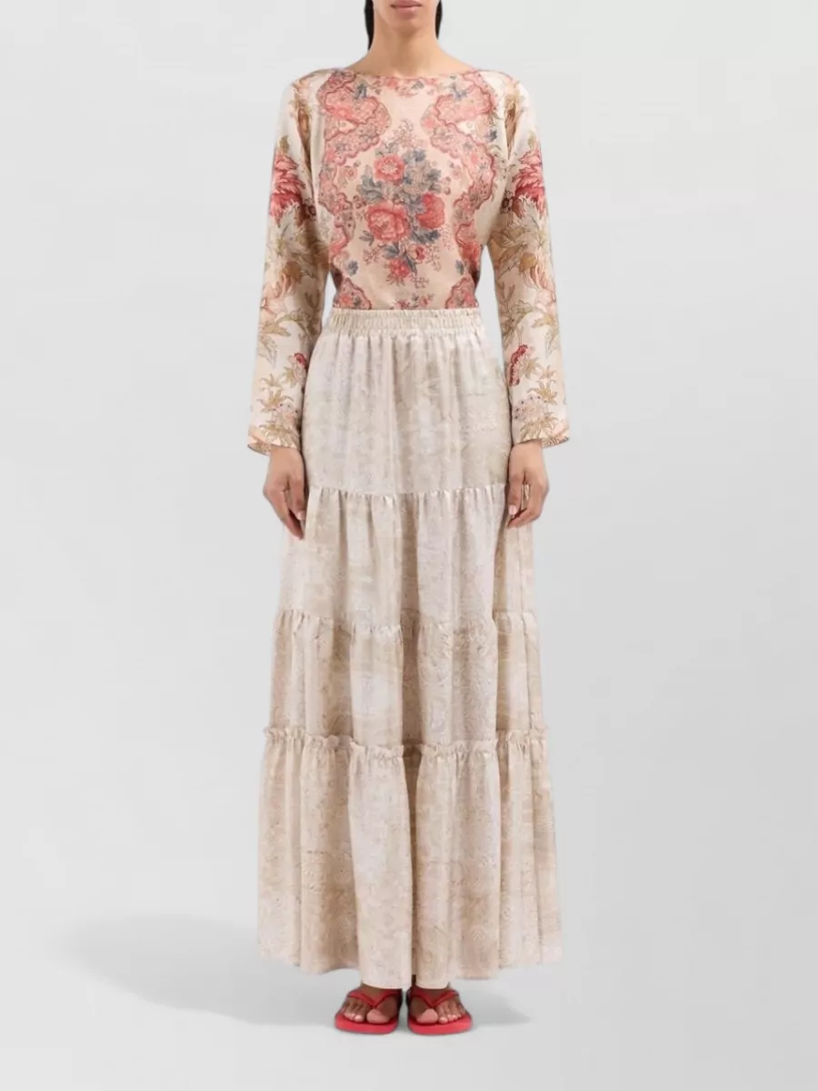 Pierre Louise Mascia Silk Paisley Jacquard Maxi Skirt