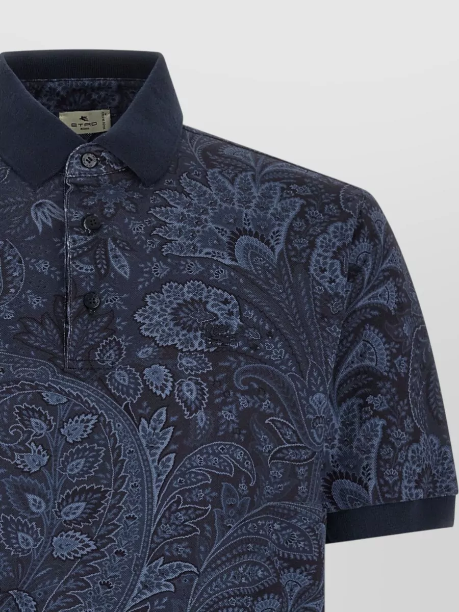 Etro Arnica Paisley Polo Shirt Ribbed Collar