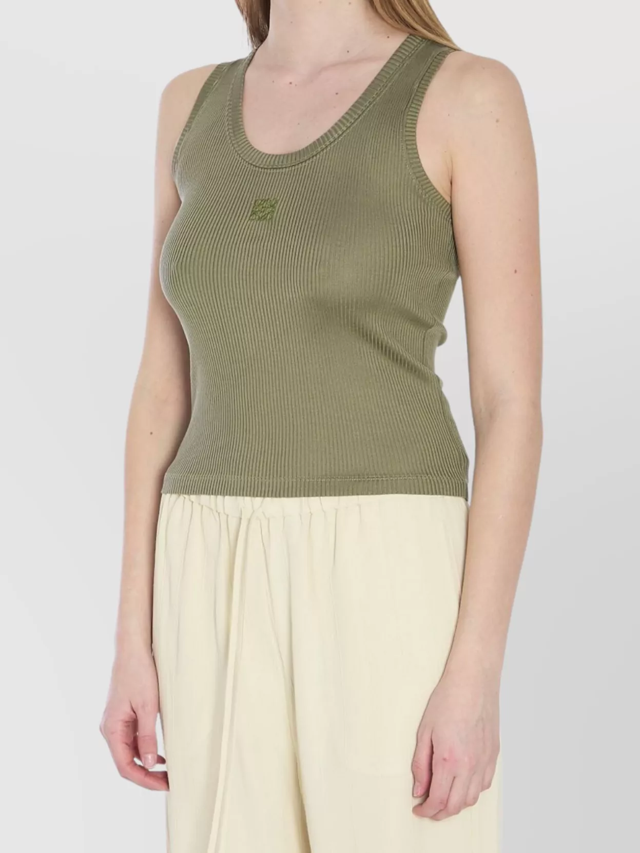 LOEWE ANAGRAM RIBBED SCOOP NECK TANK TOP