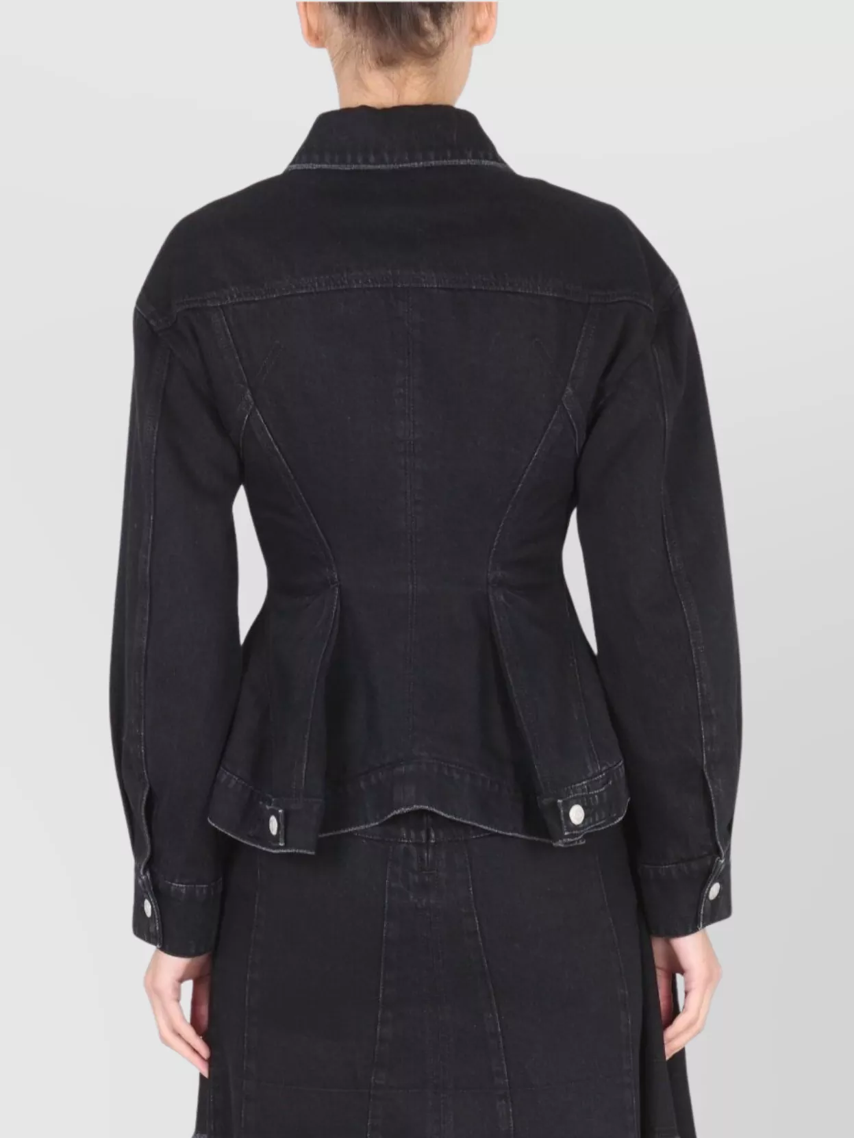 Shop Alexander Mcqueen Hybrid Denim Jacket Collared Detail