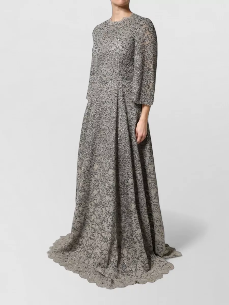 Dolce&Gabbana Cotton Lace Long-Sleeve Maxi Gown
