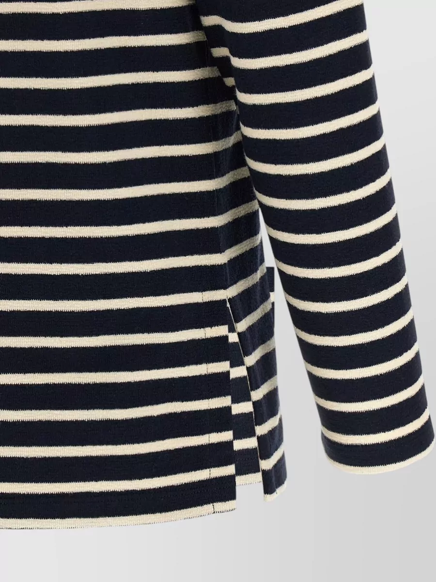 A.p.c. Boat Neck Striped Sweater Long Sleeves
