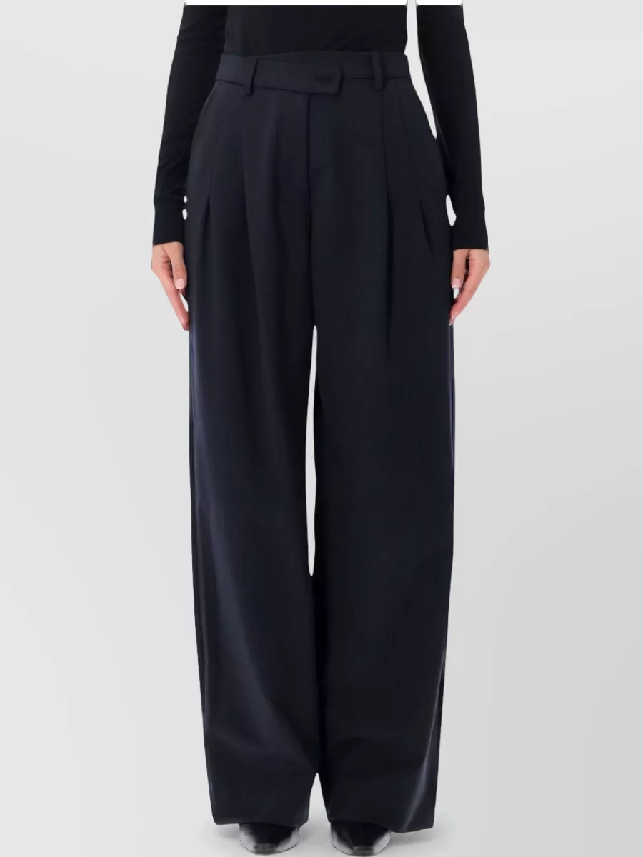 Thelatest polyester wool high-rise pleated wide-leg trousers