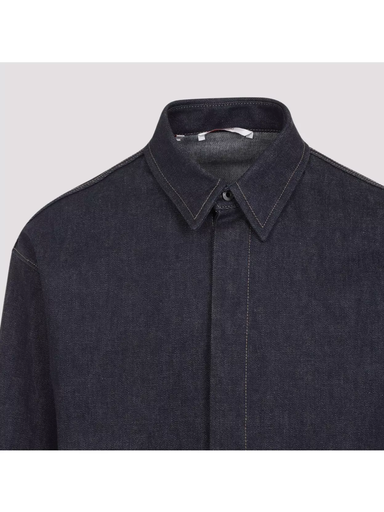 Valentino Denim Shirt With Back Yoke And Round Hem