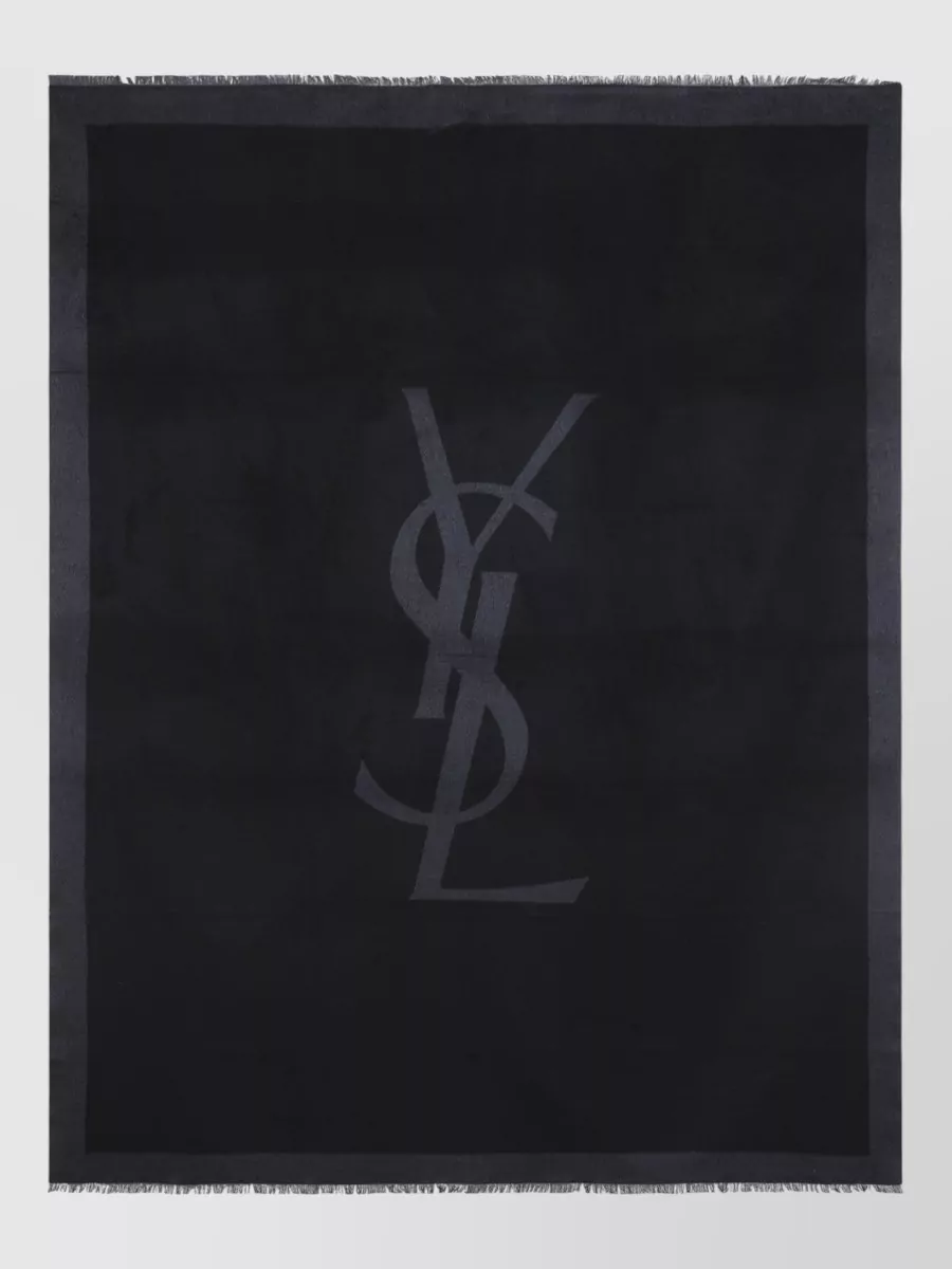 Saint Laurent Rectangular Scarf Fringed Edges Long Design