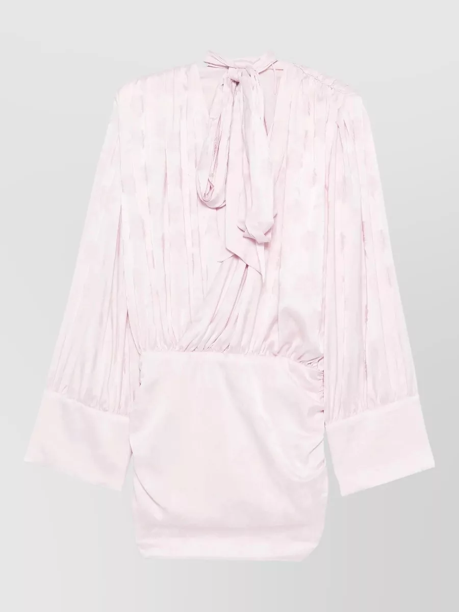 Rotate floral-jacquard draped mini dress