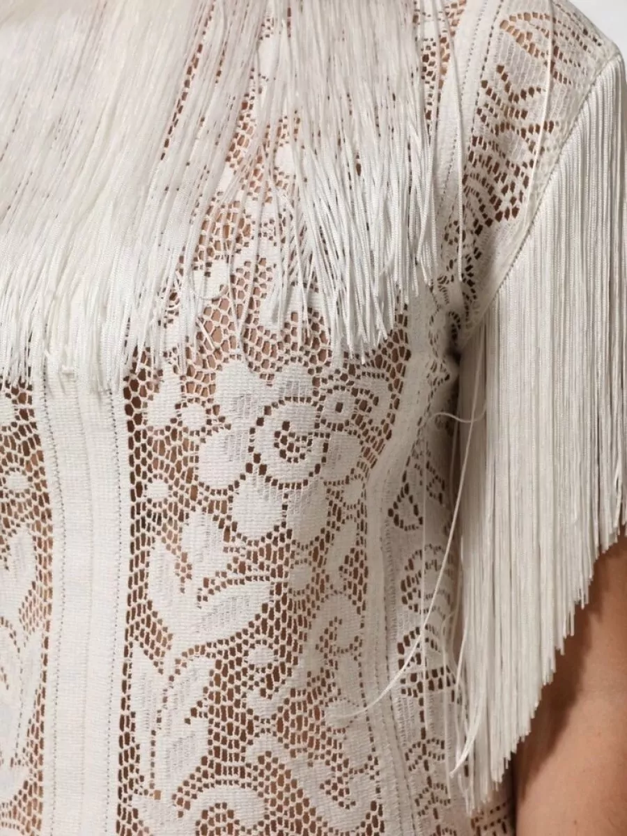 Dolce&Gabbana floral lace fringe knee-length dress