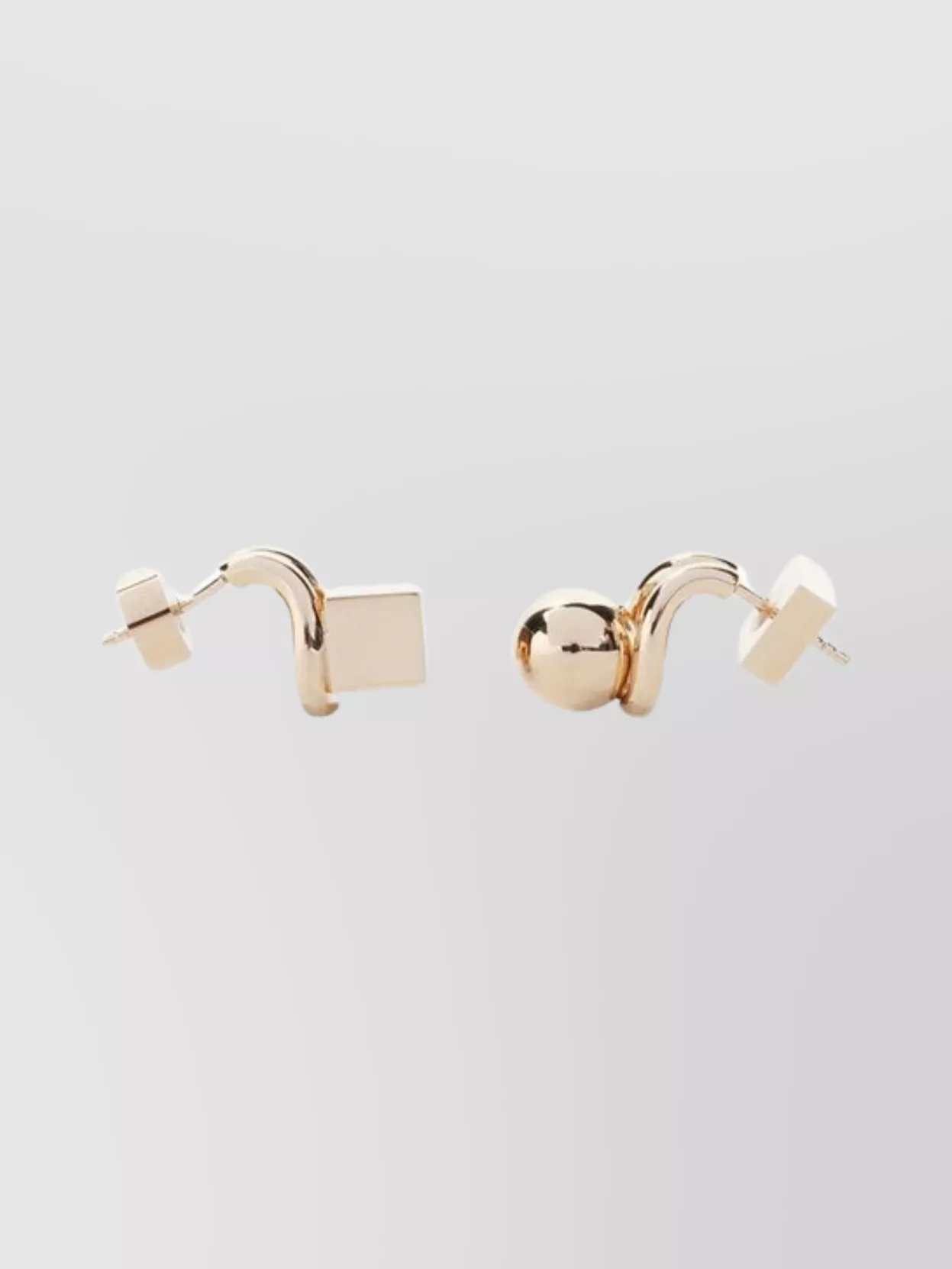 Jacquemus Geometric Brass Stud Earrings Rhinestone Charm