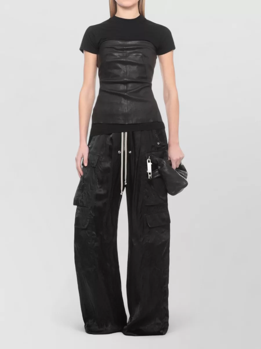 Rick Owens Drkshdw Short Sleeve Top Crew Neck Side Tie