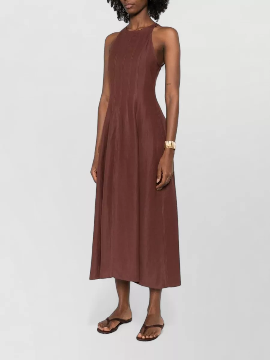 Brunello Cucinelli Linen Blend Halter Midi Dress Sleeveless