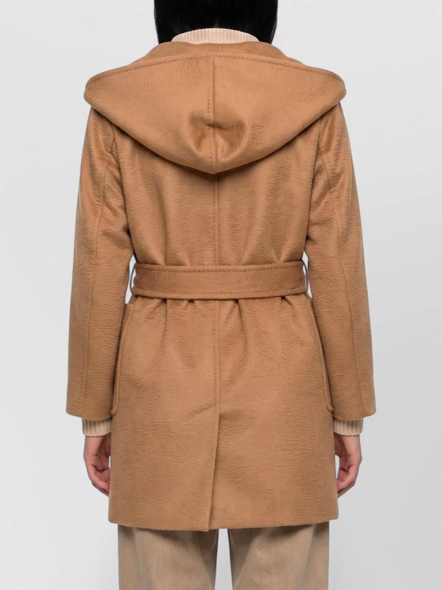 Max Mara Camel Hair Hooded Belted Coat