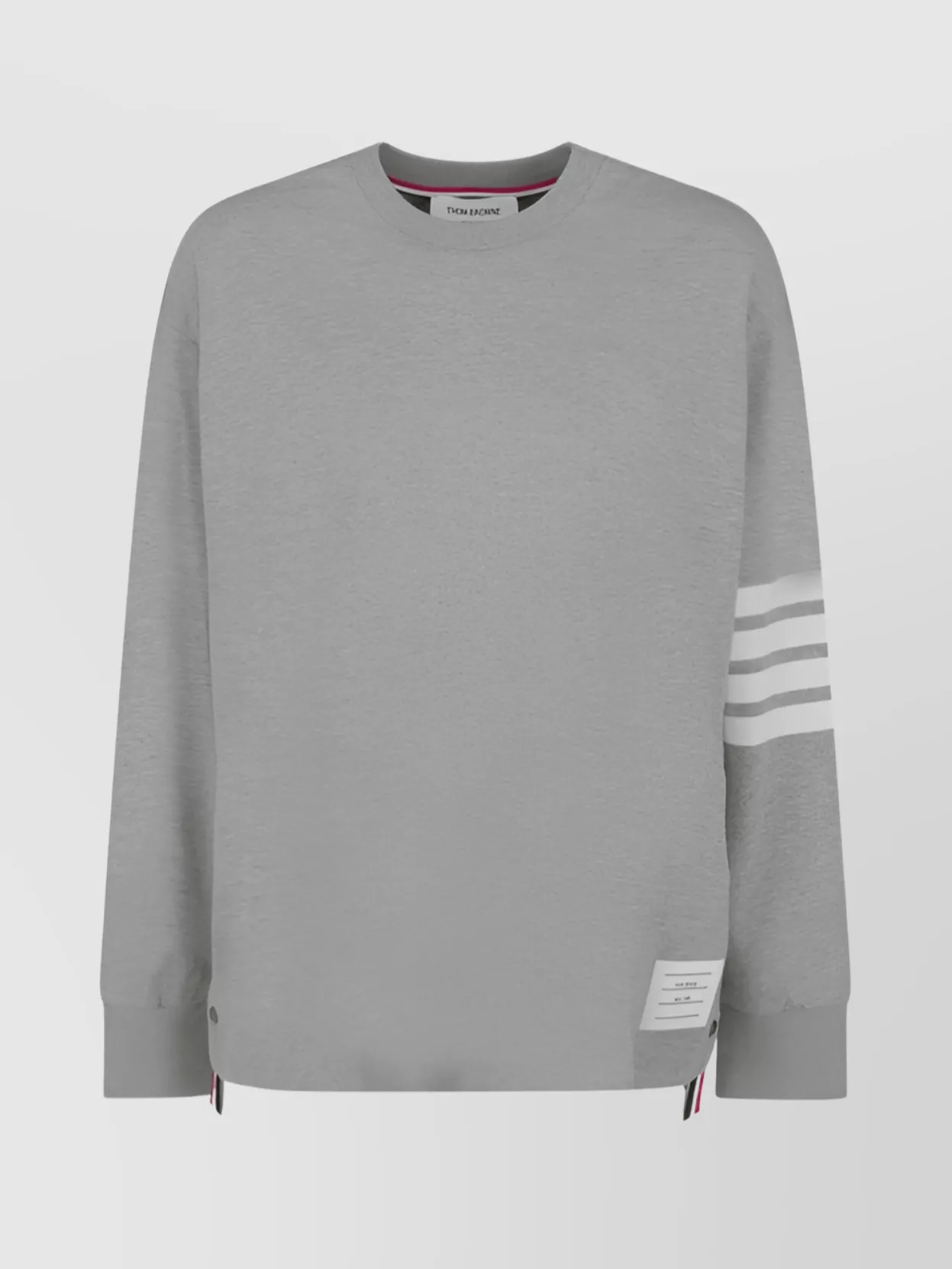 Shop Thom Browne Cotton Sweatshirt With Iconic Brand Bands