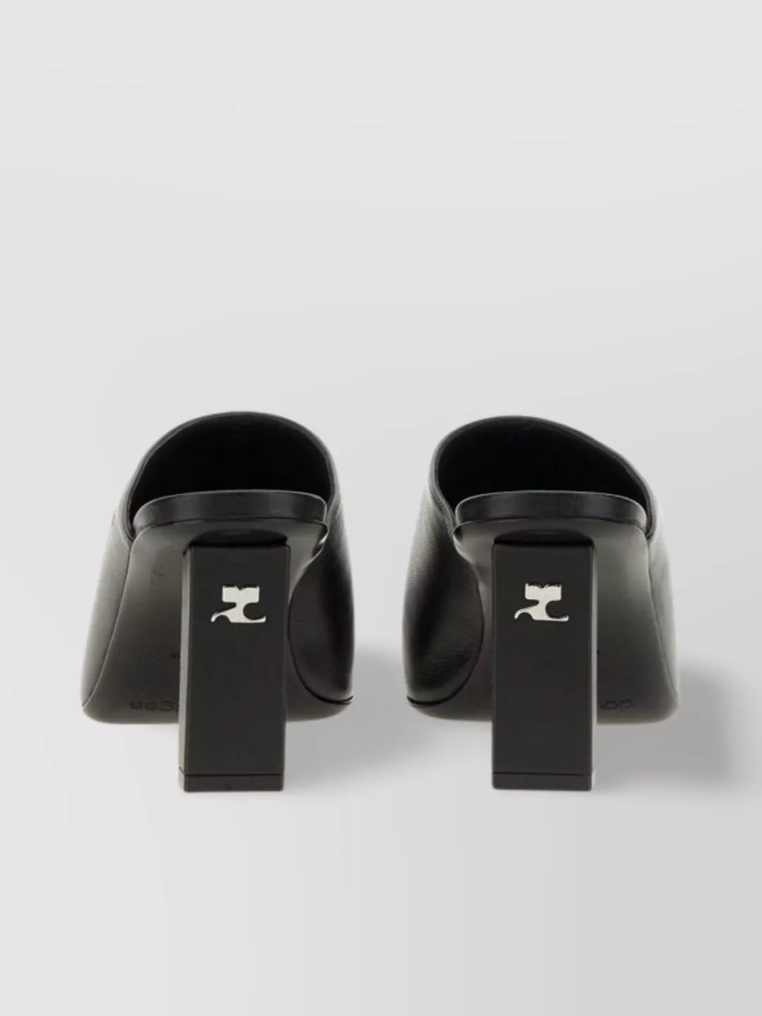COURRÈGES SQUARE TOE BLOCK HEEL MULES