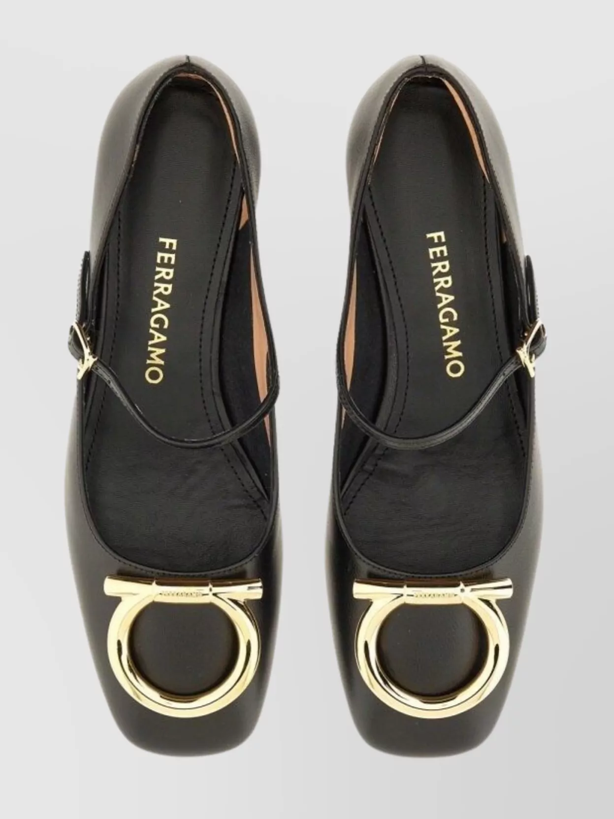 Ferragamo Buckle Detail Gold-Tone Hardware Ballerina Shoes