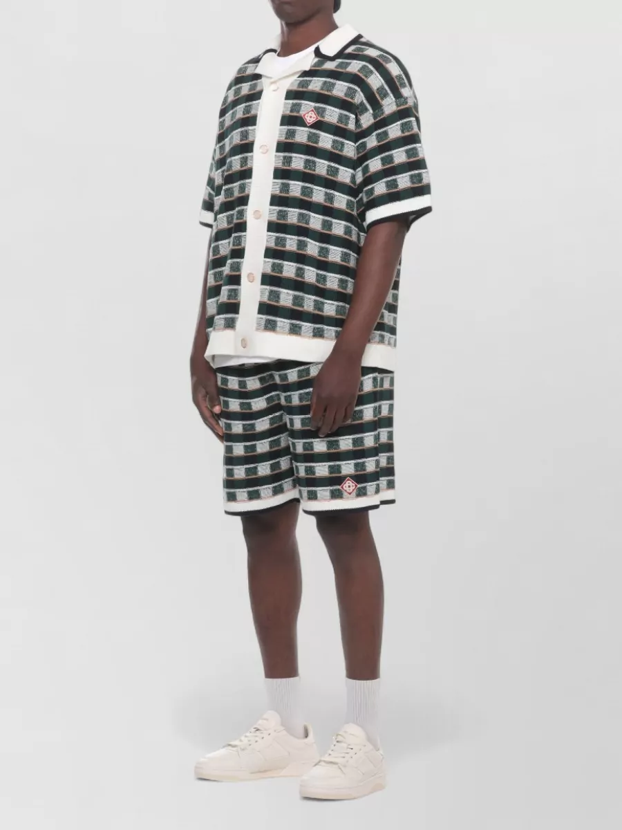 Casablanca Checked Cotton Short-Sleeve Cardigan