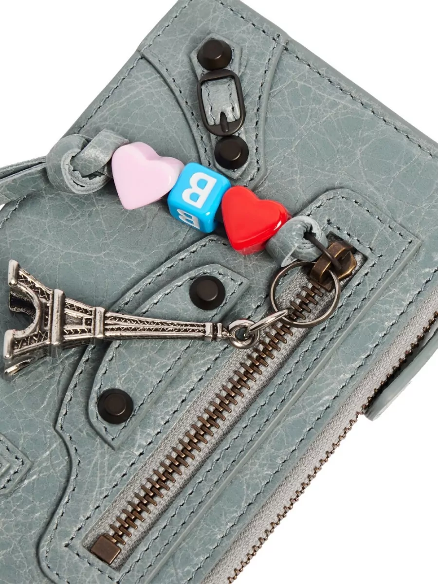 Balenciaga Leather Long Coin And Card Holder With Charms