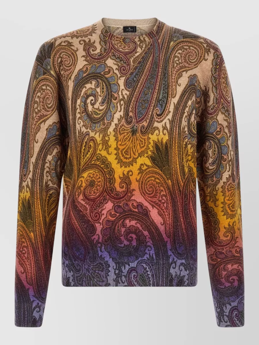 Etro wool paisley degradé crewneck sweater