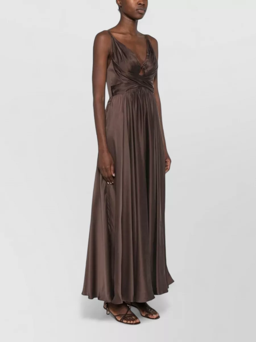 Zimmermann Silk Draped Cutout V-Neck Maxi Dress