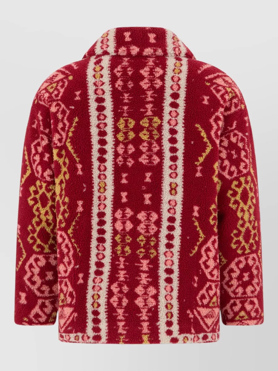 Mother Patterned Oversized Fleece Jacket