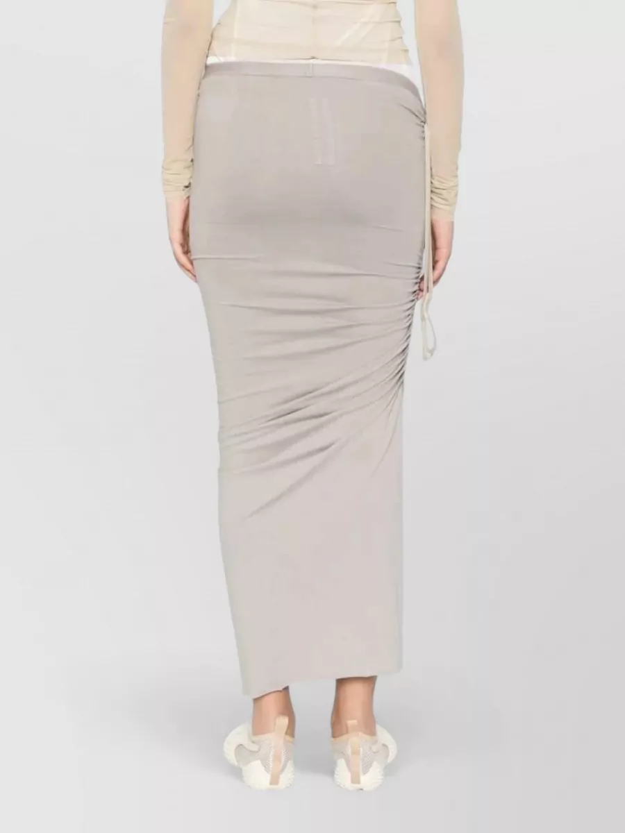 Rick Owens Cotton Gathered Asymmetric Knee-Length Skirt