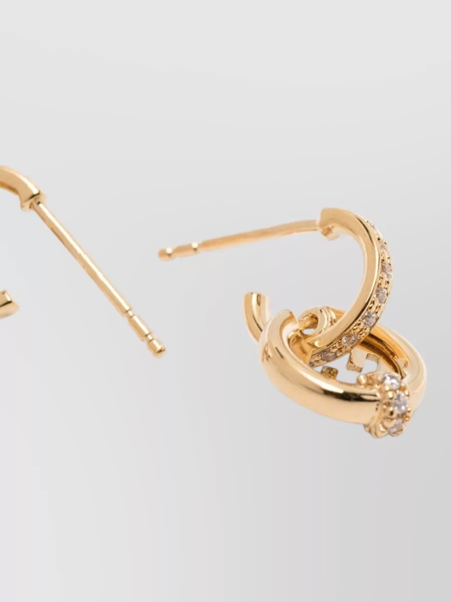 Fendi Crystal-Embellished Hoop Earrings