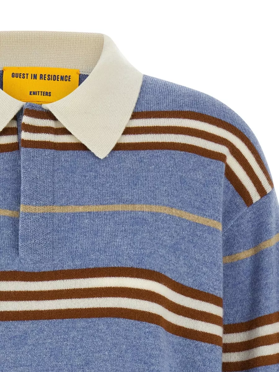 Guest In Residence Cashmere Striped Polo Jumper