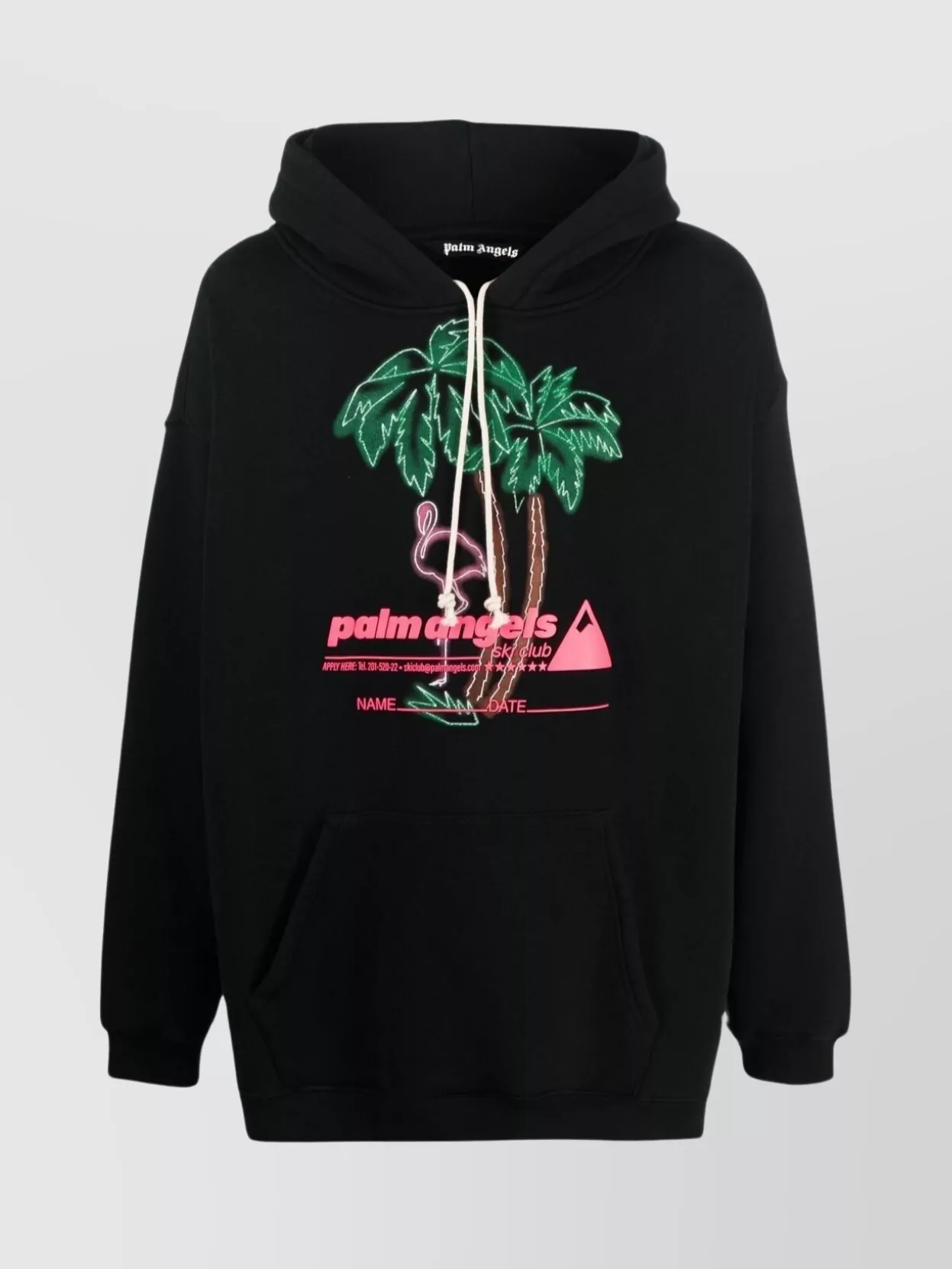 Shop Palm Angels Ski Club Long Length Hooded Sweater In Black