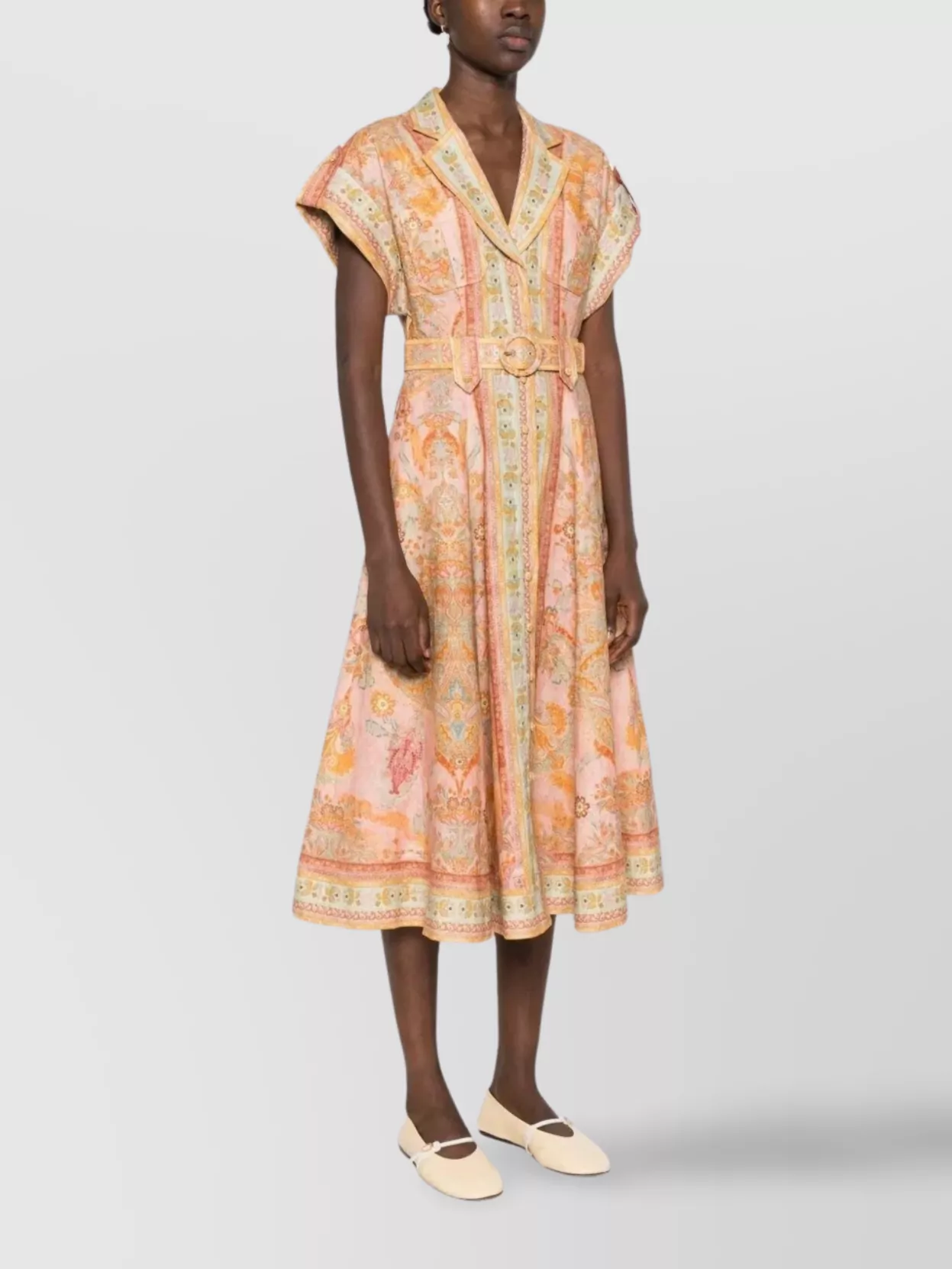 Shop Zimmermann Graphic Print Midi Shirt Dress In Pink