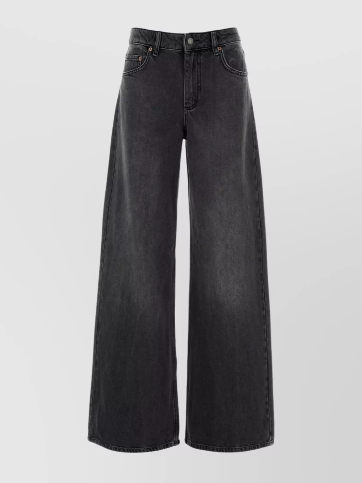 Marine Serre Wide-leg Jeans With Belt Loops And Pockets In Black