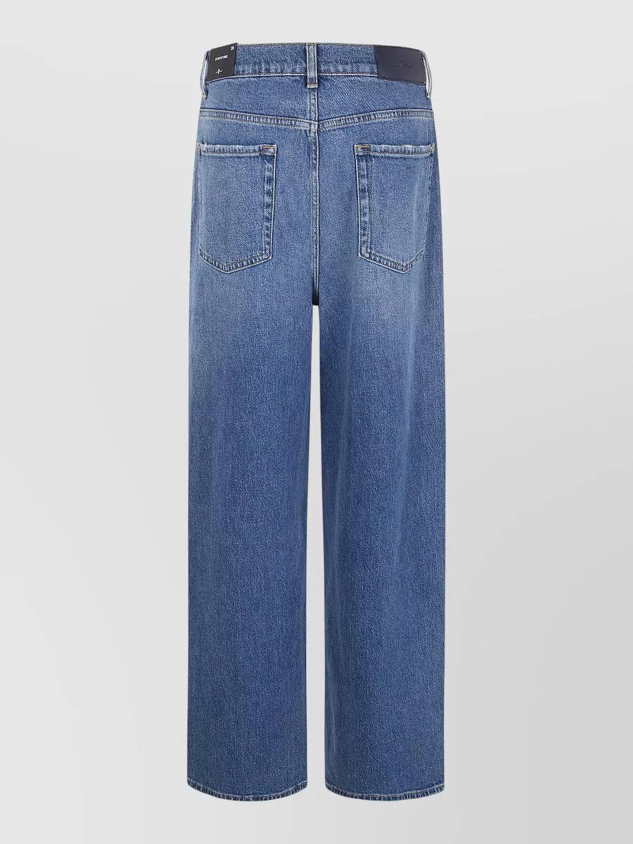 7 For All Mankind Wide Leg Explorer Denim Five Pocket Trousers In Blue
