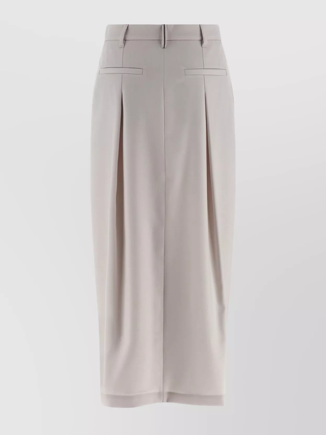 Brunello Cucinelli Curved Pleated Skirt Button Detail In Neutral