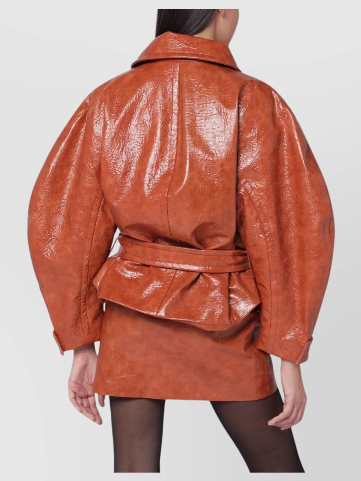 The Andamane Belted Double-breasted Textured Jacket In Brown