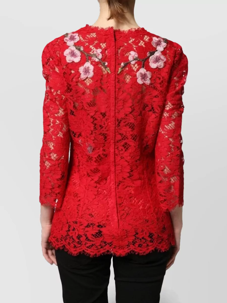 Dolce&Gabbana Floral Lace Long-Sleeve Dress