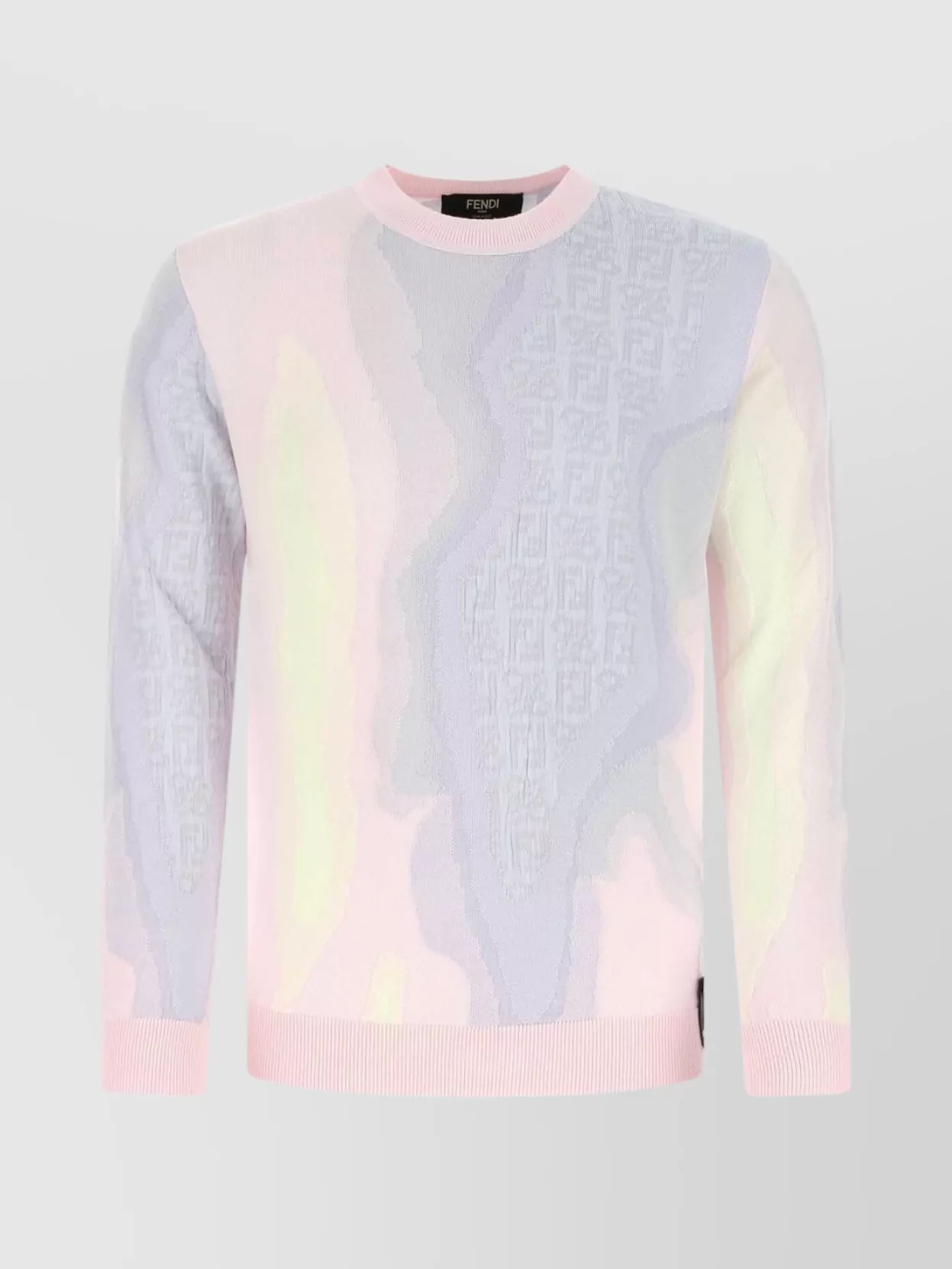 Shop Fendi Crew Neck Patterned Cotton Blend Sweater
