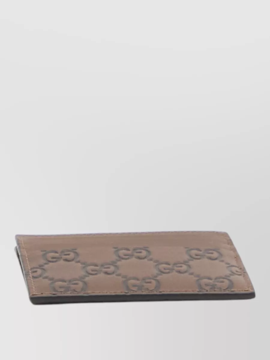 Gucci Gg Emblem Leather Compact Card Holder