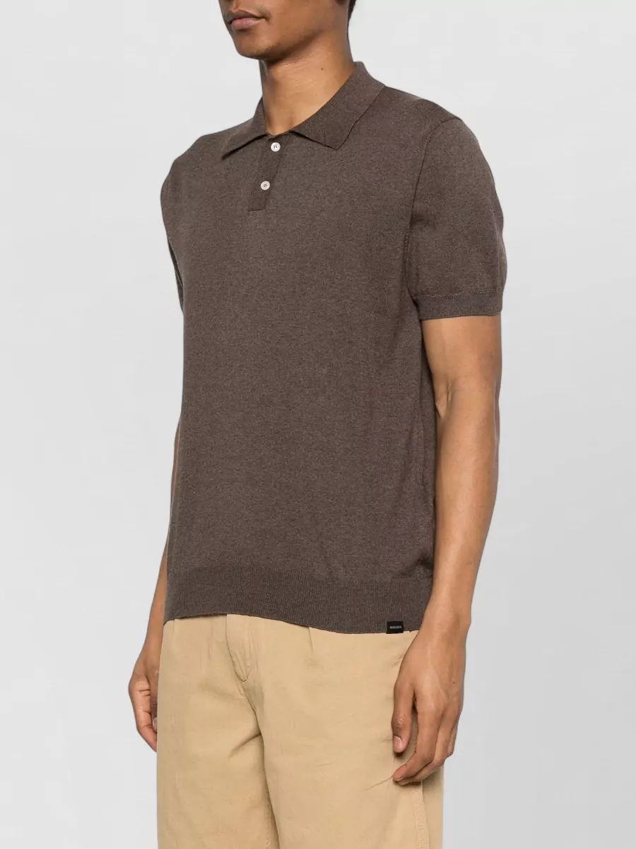 Woolrich Ribbed Knit Short-Sleeve Polo Shirt
