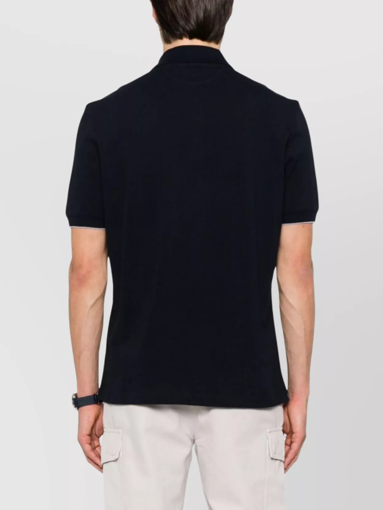 Brunello Cucinelli Midnight Polo Shirt With Buttoned Placket In Blue