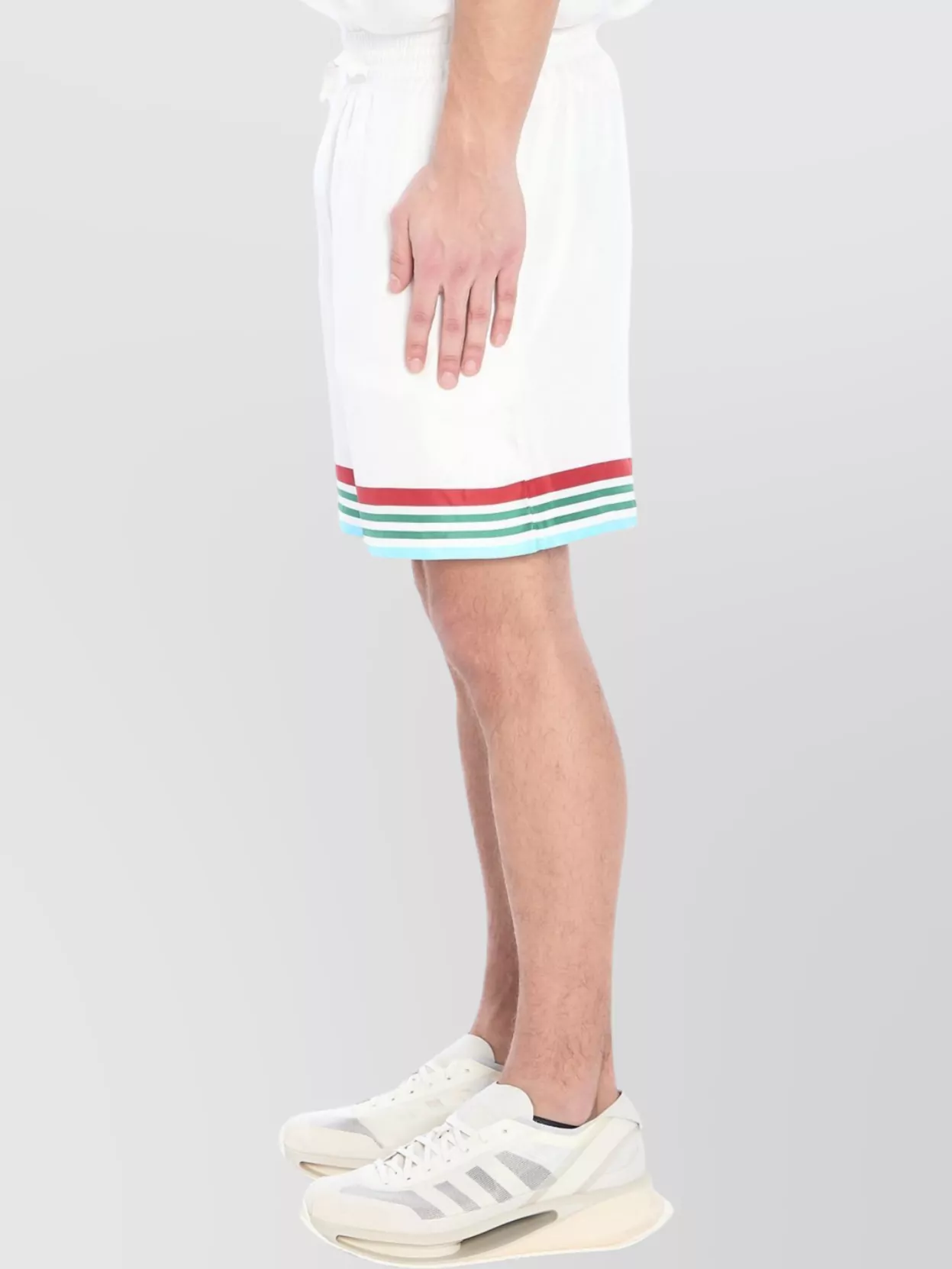 Casablanca Mens Casa Way World Series Relaxed-fit Striped Silk Shorts In White