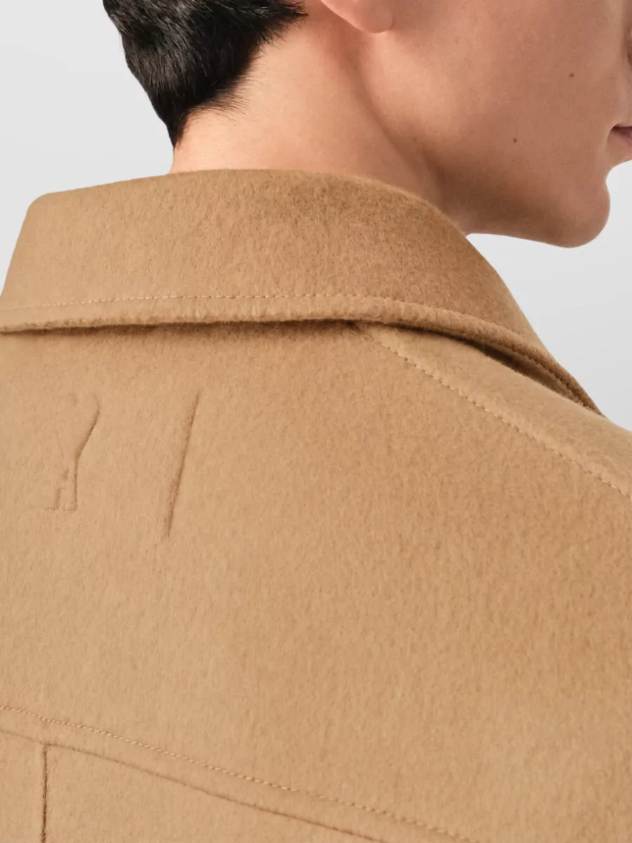 Ami Paris Cashmere Blend Single Breasted Coat