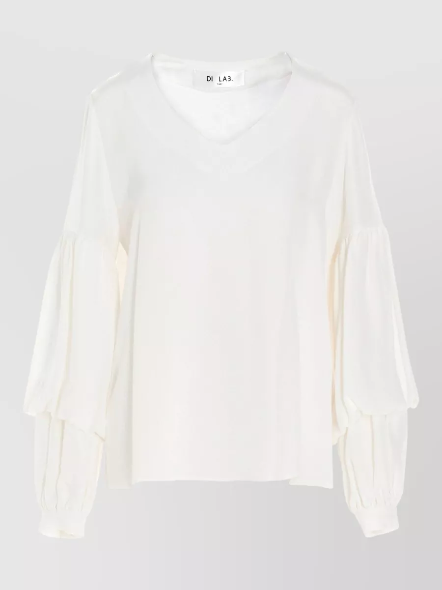 Di.La3 Pari' silk v-neck puff-sleeve blouse