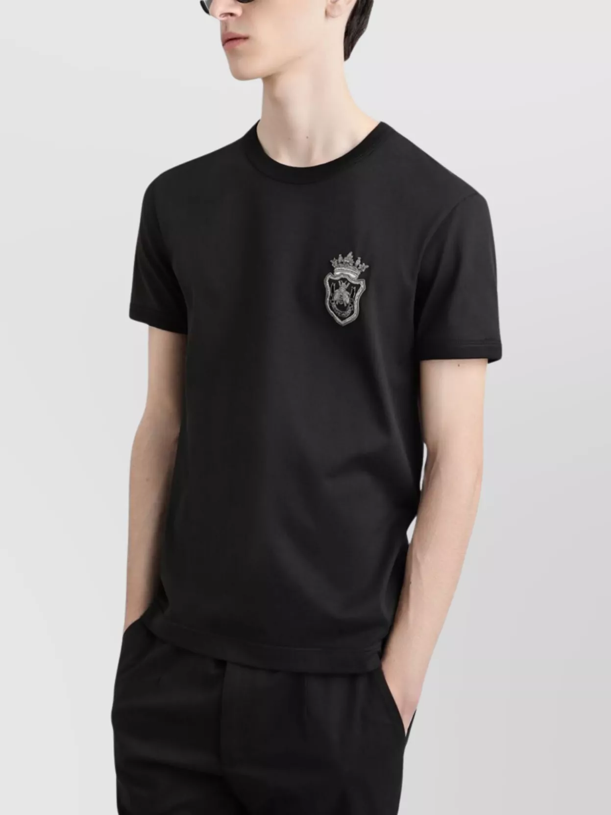 Shop Dolce & Gabbana Cotton T-shirt Crest Patch In Black