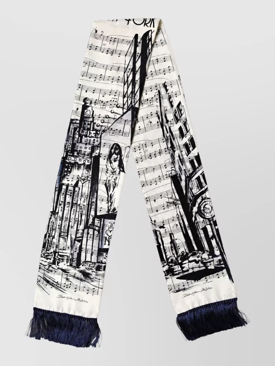Dolce&Gabbana silk printed fringe scarf