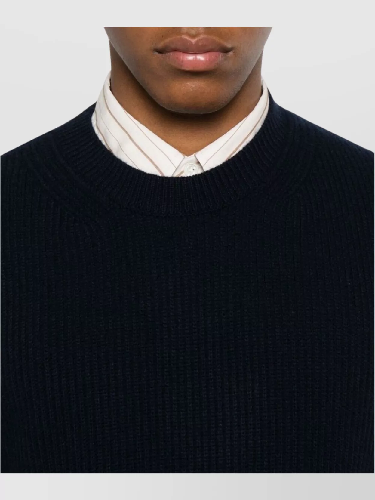 Zegna Ribbed Long Sleeve Crew Neck Sweater