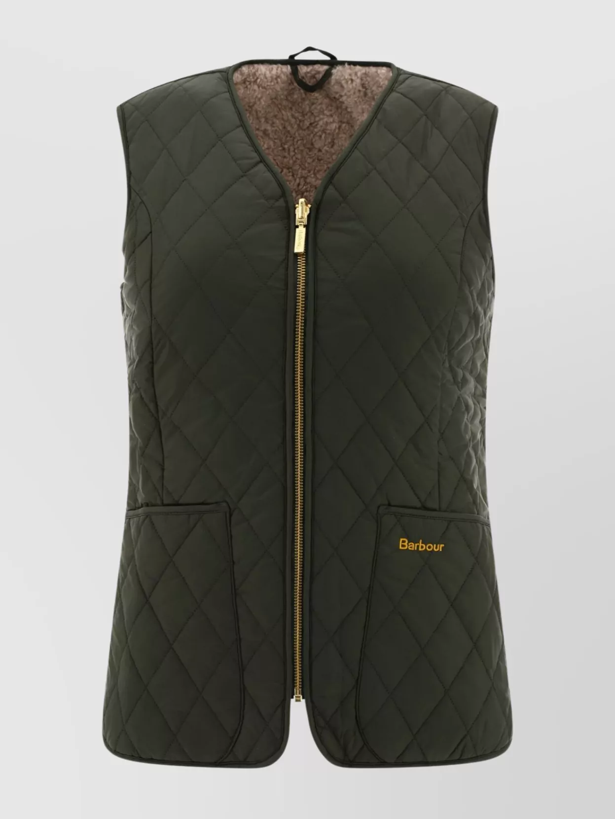 Barbour Reversible Sleeveless Quilted Vest Pockets