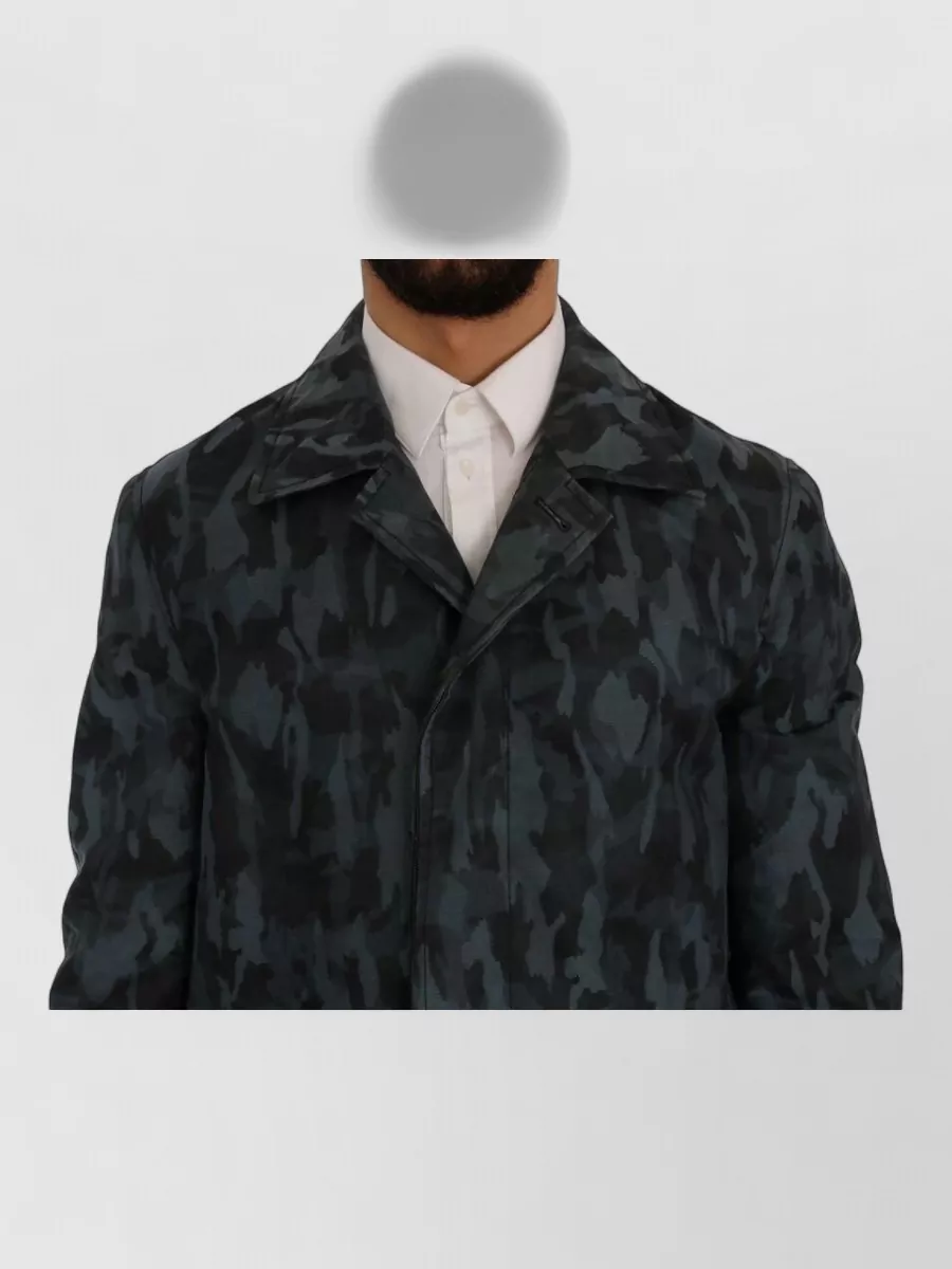 Dolce&Gabbana Silk Camouflage Single-Breasted Trench Coat