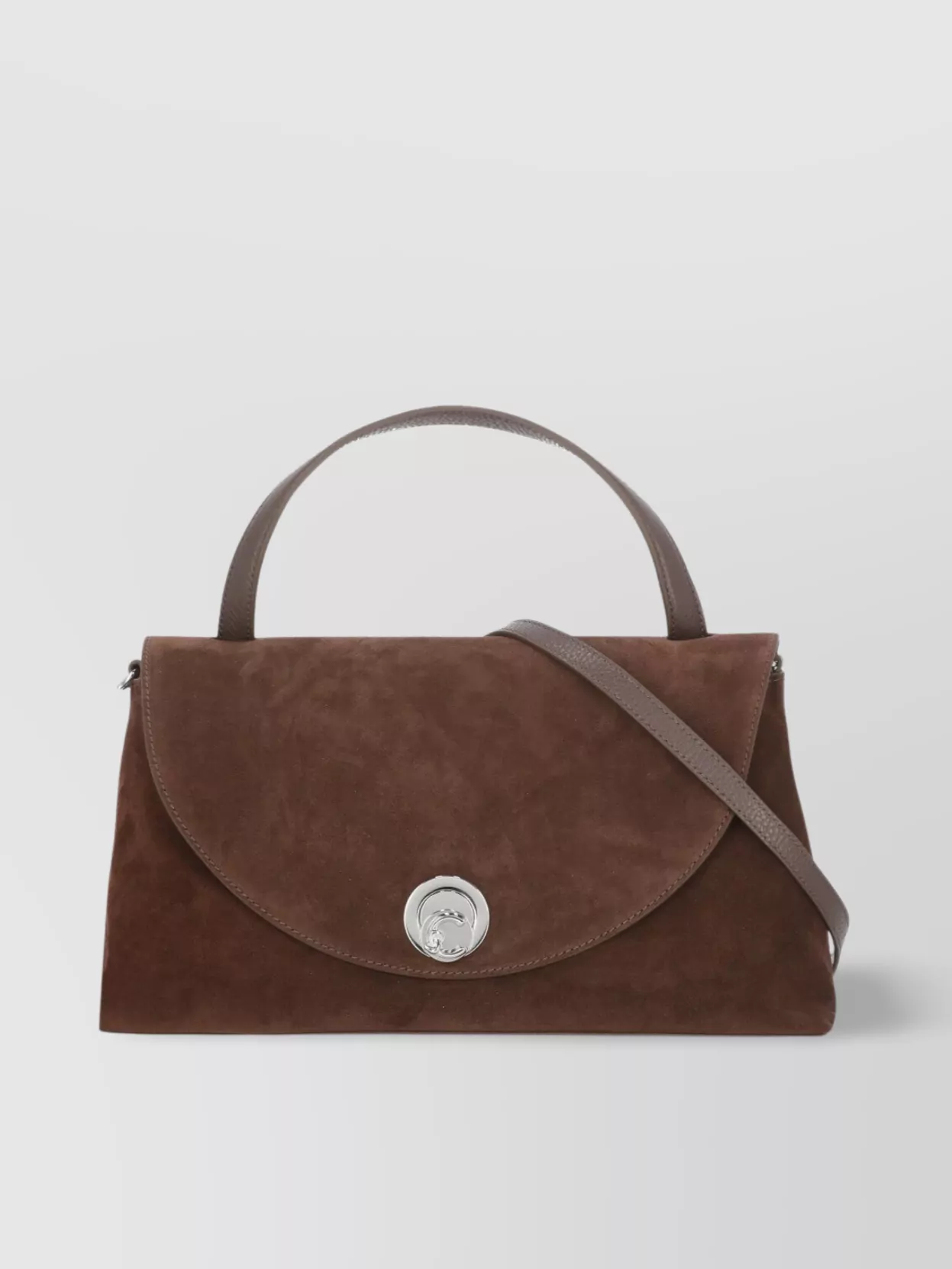Coccinelle Suede Leather Shoulder Bag With Top Handle