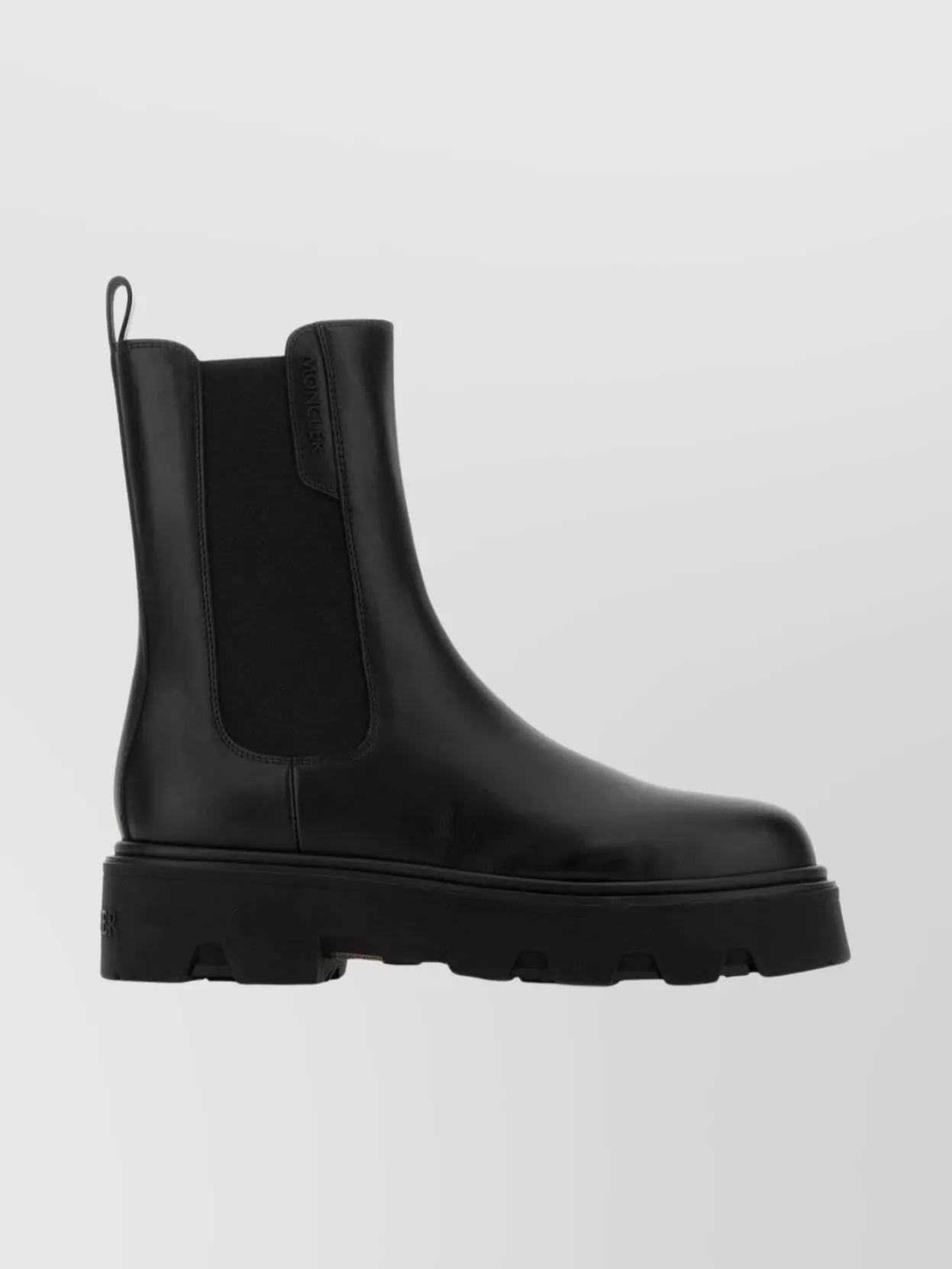 Moncler Black Leather Aurea Chelsea Ankle Boots In Multi