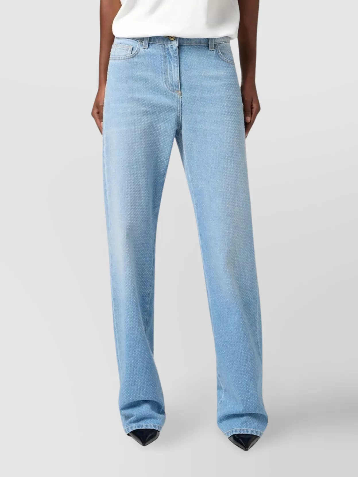 Elisabetta Franchi Textured Fabric Five-pocket Trousers In Blue